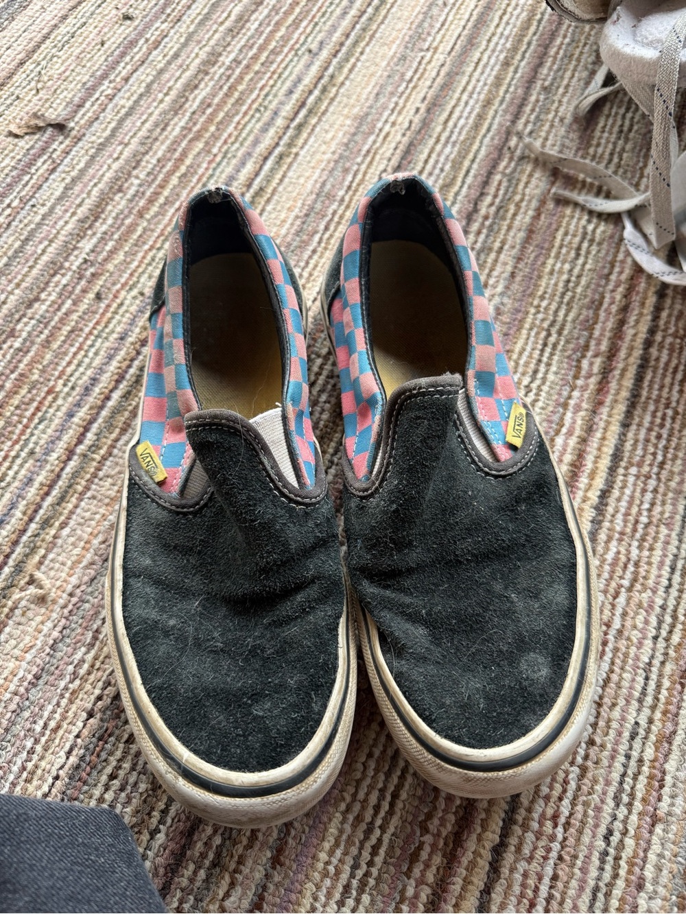 Vans  Slip-On Sneakers - Black with Pink and Blue Checkerboard
